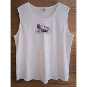 Blair Womens White Sleeveless Tank Top BICYCLE BIKE XL 60% Cotton 40% Polyester